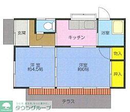 臼井住宅 1階2Kの間取り