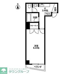 JR南武線 矢川駅 徒歩1分の賃貸マンション 2階1Kの間取り