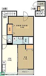 西武新宿線 花小金井駅 徒歩12分の賃貸アパート 2階2DKの間取り