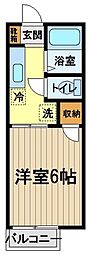 西武新宿線 小平駅 徒歩5分の賃貸アパート 1階1Kの間取り