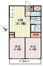 メゾンエトワル 2階2LDKの間取り