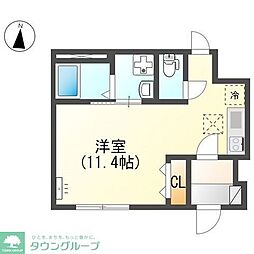 ペルラ 1階ワンルームの間取り