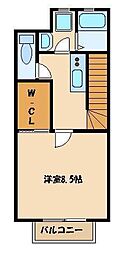 西武新宿線 小平駅 徒歩14分の賃貸アパート 2階1Kの間取り