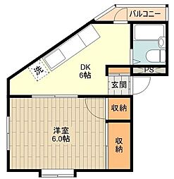 JR青梅線 拝島駅 徒歩15分の賃貸アパート 2階1DKの間取り