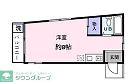 JR中央線 立川駅 徒歩10分の賃貸マンション 1階ワンルームの間取り