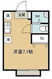 西武新宿線 久米川駅 徒歩4分の賃貸アパート 2階ワンルームの間取り