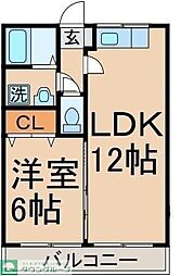 西武拝島線 武蔵砂川駅 徒歩16分の賃貸マンション 1階1LDKの間取り