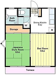 JR中央線 立川駅 徒歩11分の賃貸アパート 2階2DKの間取り