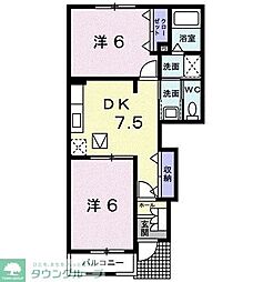 JR中央線 立川駅 バス25分 横田下車 徒歩2分の賃貸アパート 1階2DKの間取り