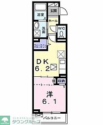 JR南武線 西国立駅 徒歩6分の賃貸アパート 2階1DKの間取り