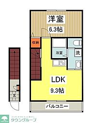 JR中央線 西八王子駅 徒歩10分の賃貸アパート 2階1LDKの間取り