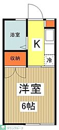 JR八高線 北八王子駅 徒歩13分の賃貸アパート 2階1Kの間取り