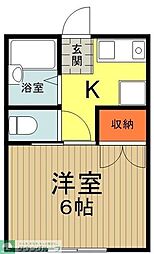 JR横浜線 片倉駅 徒歩3分の賃貸アパート 1階1Kの間取り