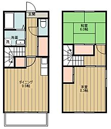 JR五日市線 熊川駅 徒歩14分の賃貸テラスハウス 2LDKの間取り