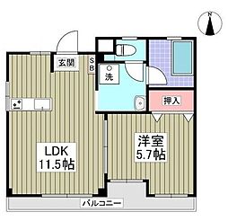 多摩都市モノレール 泉体育館駅 徒歩6分の賃貸マンション 3階1LDKの間取り