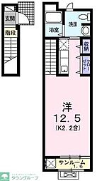 フォンターナ・ルチア 2階ワンルームの間取り