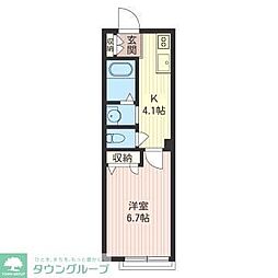 テオス国立 1階1Kの間取り