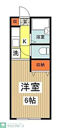 オーシャンハイツパートワン 1階1Kの間取り