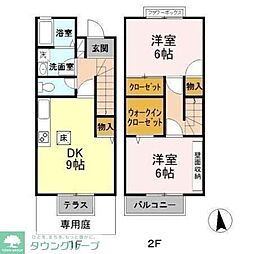 エーデルハイムスズキB 2DKの間取図画像