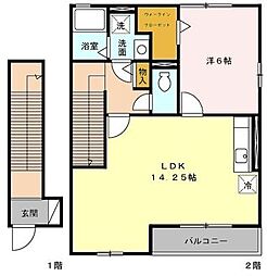 ウィスタリア・ガーデンB 1LDKの間取図画像