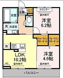 BLESS昭島A 2LDKの間取図画像