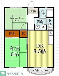サンライズ武蔵野 2DKの間取図画像