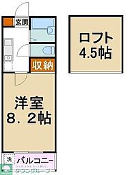 フラットウェスト2 1Kの間取図画像