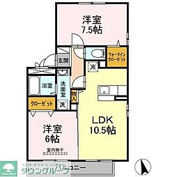 リビングタウン三ツ木C 2LDKの間取図画像