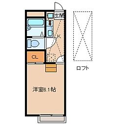 レオパレスJIMY 1Kの間取図画像