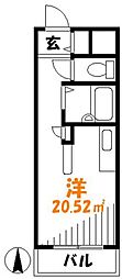 グランデージ一ツ橋 ワンルームの間取図画像