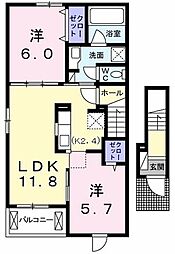 レスポワール 2LDKの間取図画像
