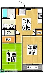 グリーンヴィレッジ 2DKの間取図画像
