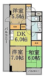 シャンブール 3DKの間取図画像