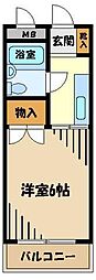 キャッスルタカミ 1Kの間取図画像