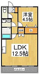 第二庚申コーポ 1LDKの間取図画像