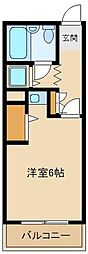 カメリアB ワンルームの間取図画像