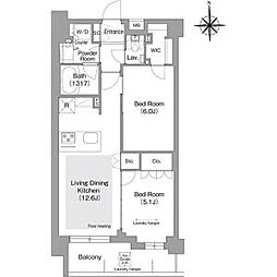 東京メトロ有楽町線 護国寺駅 徒歩4分の賃貸マンション 1階2LDKの間取り