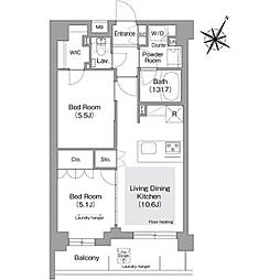 東京メトロ有楽町線 護国寺駅 徒歩4分の賃貸マンション 3階2LDKの間取り