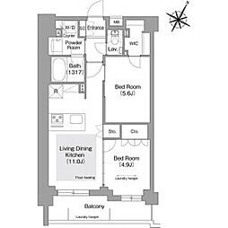 東京メトロ有楽町線 護国寺駅 徒歩4分の賃貸マンション 3階2LDKの間取り