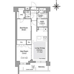 東京メトロ有楽町線 護国寺駅 徒歩4分の賃貸マンション 3階2LDKの間取り