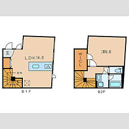 東京メトロ千代田線 赤坂駅 徒歩6分の賃貸マンション 地下1階1LDKの間取り