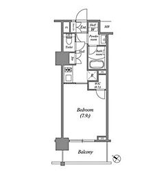 東京メトロ日比谷線 六本木駅 徒歩7分の賃貸マンション 6階1Kの間取り