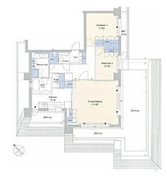 東京メトロ千代田線 赤坂駅 徒歩5分の賃貸マンション 8階2LDKの間取り