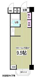 東京メトロ千代田線 乃木坂駅 徒歩5分の賃貸マンション 1階ワンルームの間取り