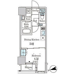 東京メトロ銀座線 末広町駅 徒歩3分の賃貸マンション 9階1DKの間取り