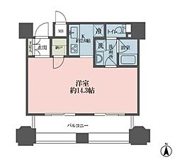 東京メトロ丸ノ内線 新宿御苑前駅 徒歩4分の賃貸マンション 4階ワンルームの間取り