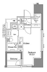 ザ・パークハビオSOHO大手町 ワンルームの間取図画像