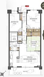 レーベンハイム小手指さくら通り 3LDKの間取図画像