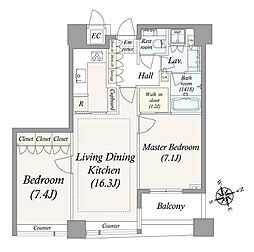 パークコート赤坂ザタワー 2LDKの間取図画像