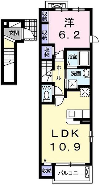 兵庫県姫路市別所町別所(賃貸アパート1LDK・2階・44.59㎡)の写真 その2